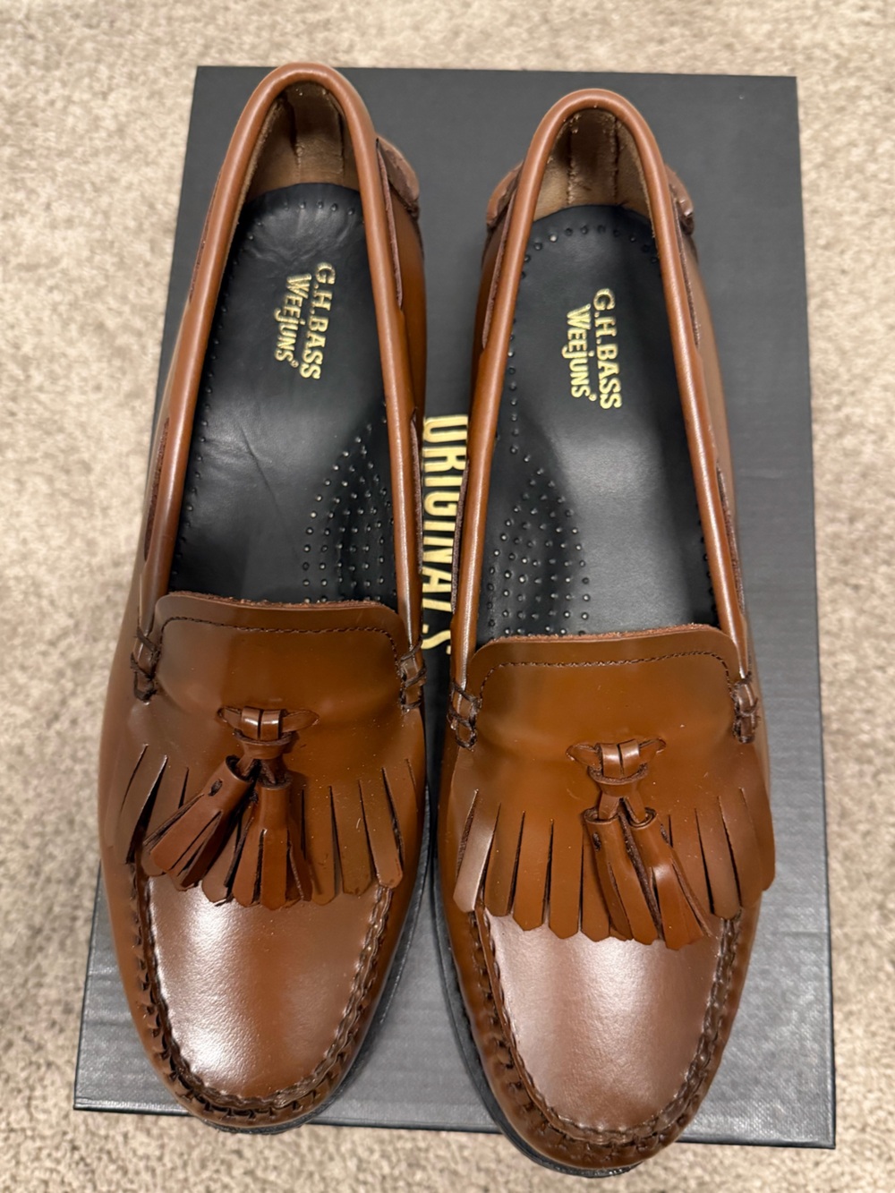 Women’s GH Bass cognac Leather Esther Kiltie Tassel Weejuns Loafers 8.5